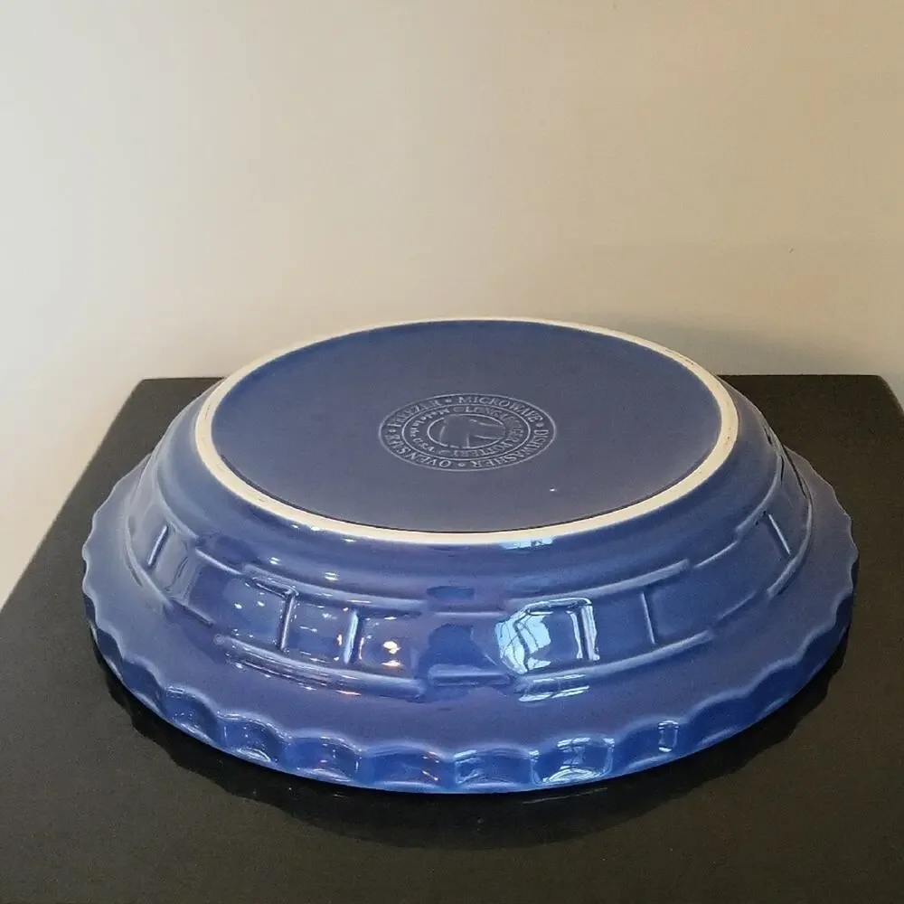 Longaberger Blue Pie Plate Woven Traditions Collectible 10″ Basket-Weave Design